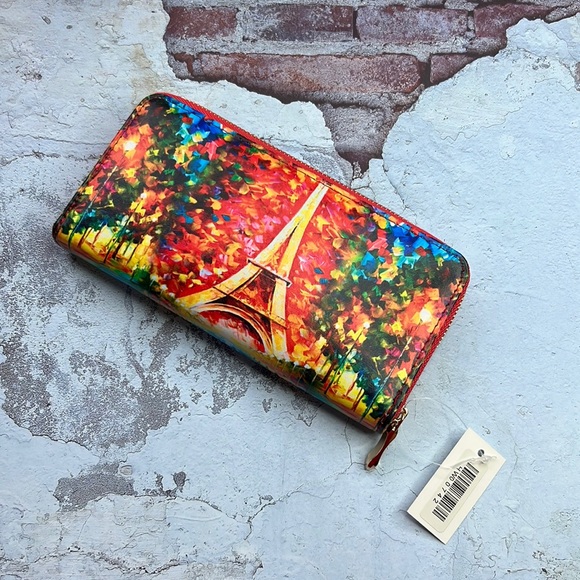 Wallet Handbags - 🆕Wallet Paris Eiffel Tower Artistic VanGogh Style Graphic Card Slots Zip Pocket